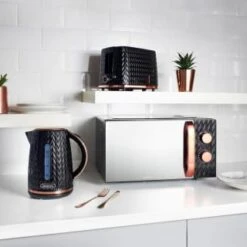 Goodmans Textured 2 Slice Toaster - Black & Rose Gold -Kitchen Supply Store 354906 358961 355248 goodmans black and rose gold textured breakfast set lifestyle