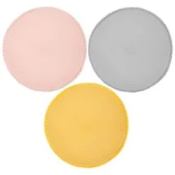 B&M Grey Round Pom Pom Placemats 4pk -Kitchen Supply Store 355688 355688 355689 pom pom placemats main