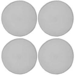 B&M Grey Round Pom Pom Placemats 4pk -Kitchen Supply Store 355688 pom pom placemats grey 3