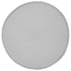 B&M Grey Round Pom Pom Placemats 4pk -Kitchen Supply Store 355688 pom pom placemats grey 4