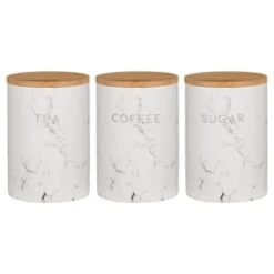 B&M Marble Effect Kitchen Canisters 3pc -Kitchen Supply Store 356820 storage canisters marble effect tea coffee sugar