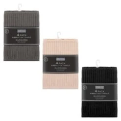 B&M Ribbed Tea Towels 4pk - Black -Kitchen Supply Store 364862 364824 364863 4pk ribbed tea towels group
