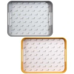 B&M Sausage Dog Bamboo Tray With Handles - Ochre -Kitchen Supply Store 369483 sausage dog printed bamboo tray with handles ochre