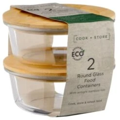 B&M Round Glass Food Containers With Bamboo Lid 2pk 11 B&M Round Glass Food Containers With Bamboo Lid 2pk -Kitchen Supply Store 376822 2 round glass food containers 5