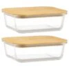 B&M Rectangular Glass Food Containers With Bamboo Lids 2pk -Kitchen Supply Store 376824 2pk regular glass food containers 4