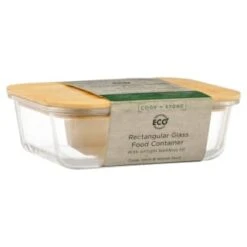B&M Rectangular Glass Food Container With Bamboo Lid -Kitchen Supply Store 378623 regular glass food container 3