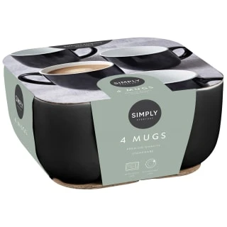 Simply Everyday Gloss Mugs 4pk - Black 5 Simply Everyday Gloss Mugs 4pk - Black - Image 3