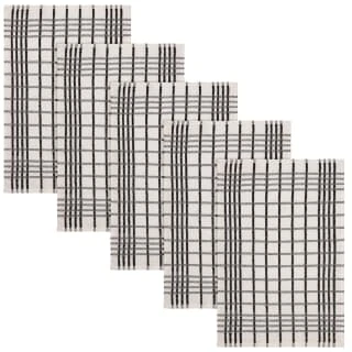 B&M Essentials Check Tea Towels - Black 5pk 5 B&M Essentials Check Tea Towels - Black 5pk - Image 3