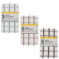 B&M Essentials Check Tea Towels - Black 5pk 9 B&M Essentials Check Tea Towels - Black 5pk -Kitchen Supply Store 380235 5pk check tea towels main