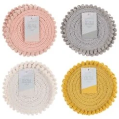 B&M Pom Pom Coasters - Grey 4pk -Kitchen Supply Store 380383 380384 380492 380495 4pk harmony pom pom coasters