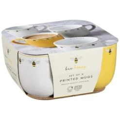 B&M Bee Happy Printed Mugs - 4pk -Kitchen Supply Store 380506 4pk printed mugs bee happy 2