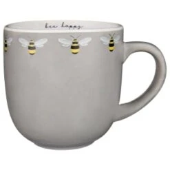 B&M Bee Happy Printed Mugs - 4pk -Kitchen Supply Store 380506 4pk printed mugs bee happy grey