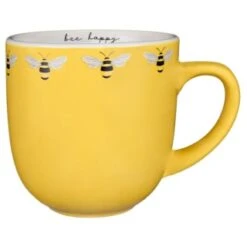 B&M Bee Happy Printed Mugs - 4pk -Kitchen Supply Store 380506 4pk printed mugs bee happy yellow