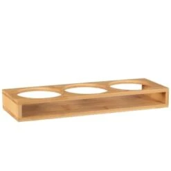 B&M Natural Home Glass Jars In Bamboo Stand 3pk -Kitchen Supply Store 380530 3pk natural home glass jars in bamboo stand 5