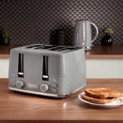 Goodmans Textured 4 Slice Toaster - Grey -Kitchen Supply Store 386707 goodmans textured 4 slice toaster grey
