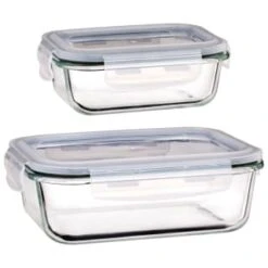 B&M Large Eco Glass Clip Lock Food Container -Kitchen Supply Store 388506 388507 glass clip lock food container group