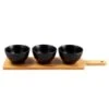 B&M Wooden Serve Board With Black Dip Bowls -Kitchen Supply Store 390356 set of 3 black dip bowls