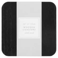 B&M Black Wooden Coasters 4pk