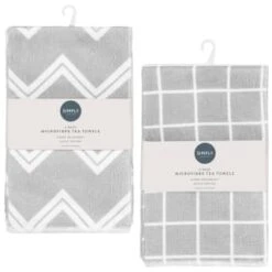 Microfibre Tea Towels 4pk - Check -Kitchen Supply Store 392131 simply everyday 4pk microfibre tea towels 45x65cm main