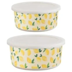 B&M Round Tubs 2pk - Lemons -Kitchen Supply Store 392928 2pk reuse and repurpose round tubs lemon 6