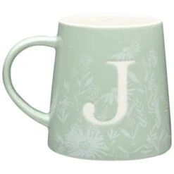 B&M Floral Alphabet Mug (Assorted) -Kitchen Supply Store 394397 floral alphabet mug green j
