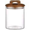 B&M Small Glass Jar With Acacia Wood Lid -Kitchen Supply Store 394439 small glass canister with acacia wood 2