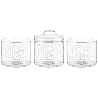 B&M Printed Glass Stackable Storage Jars 3pc - White 6 B&M Printed Glass Stackable Storage Jars 3pc - White - Image 4