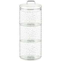B&M Printed Glass Stackable Storage Jars 3pc - White 12 B&M Printed Glass Stackable Storage Jars 3pc - White -Kitchen Supply Store 396484 3pk printed glass stackable storage jars white 4